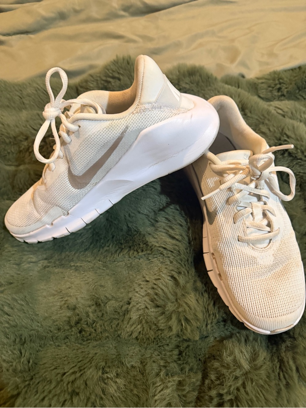 Nike Women’s White and Light Gray Mesh Athletic Sneakers